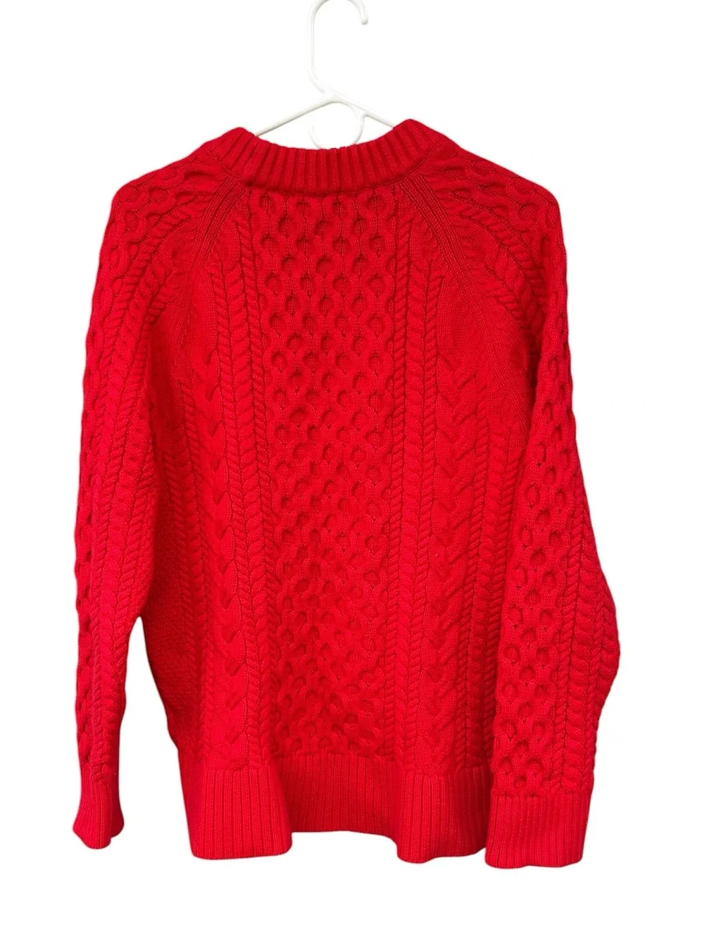 J. Crew Heavyweight Cable Knit Crewneck Sweater - Red - Size Medium 100% Cotton